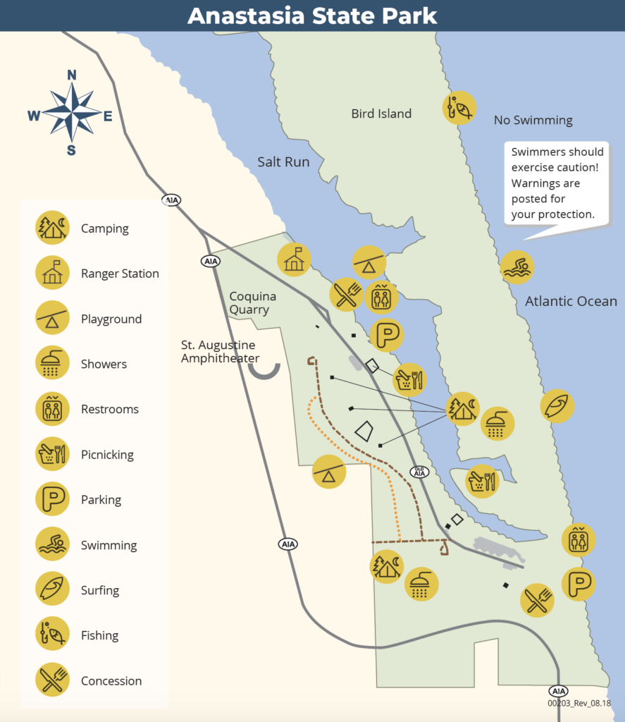 Map of Anastasia State Park St Augustine Fl